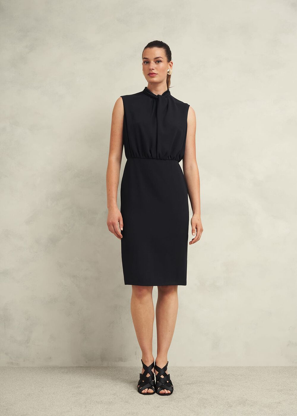 Camille Twist Neck Dress, Black, hi-res