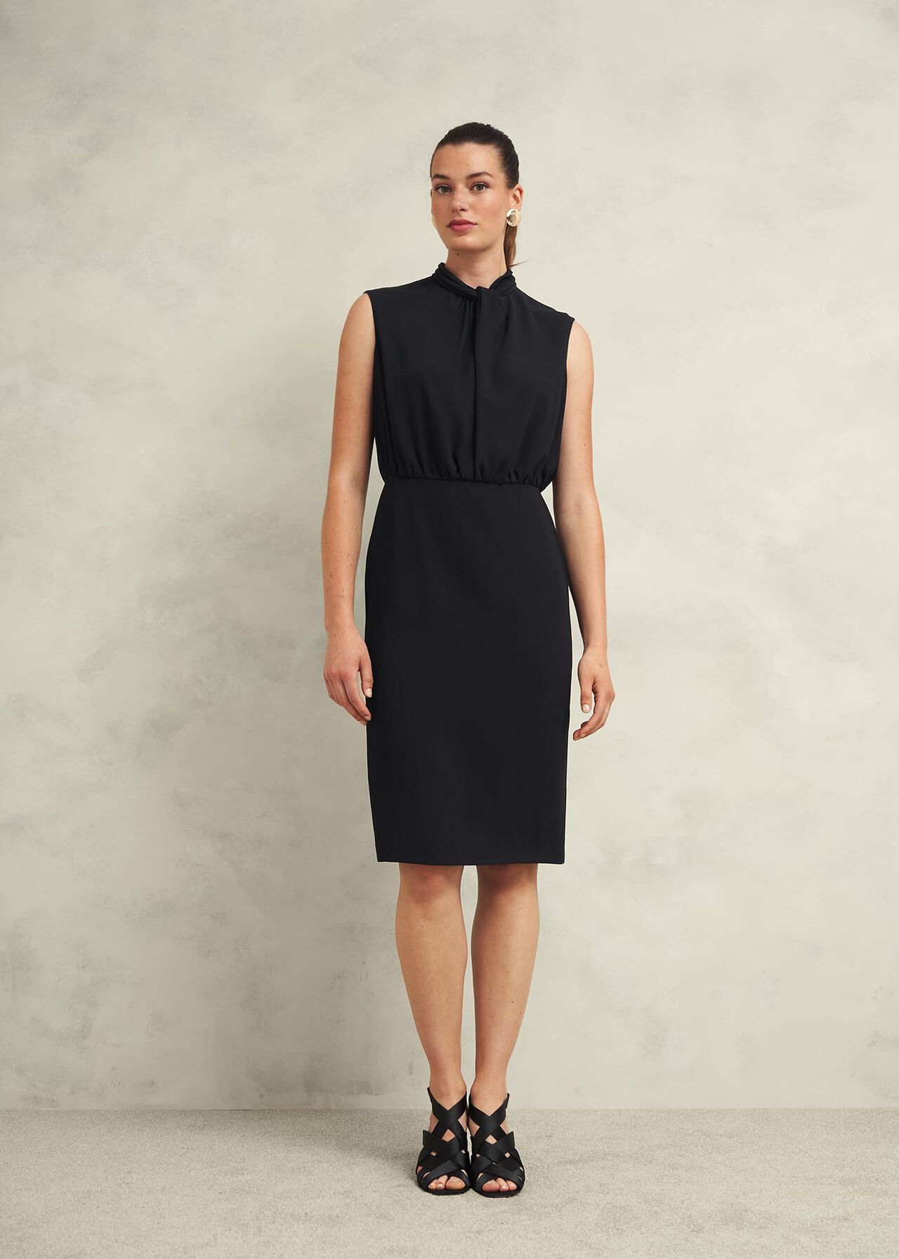 Camille Twist Neck Dress, Black, hi-res