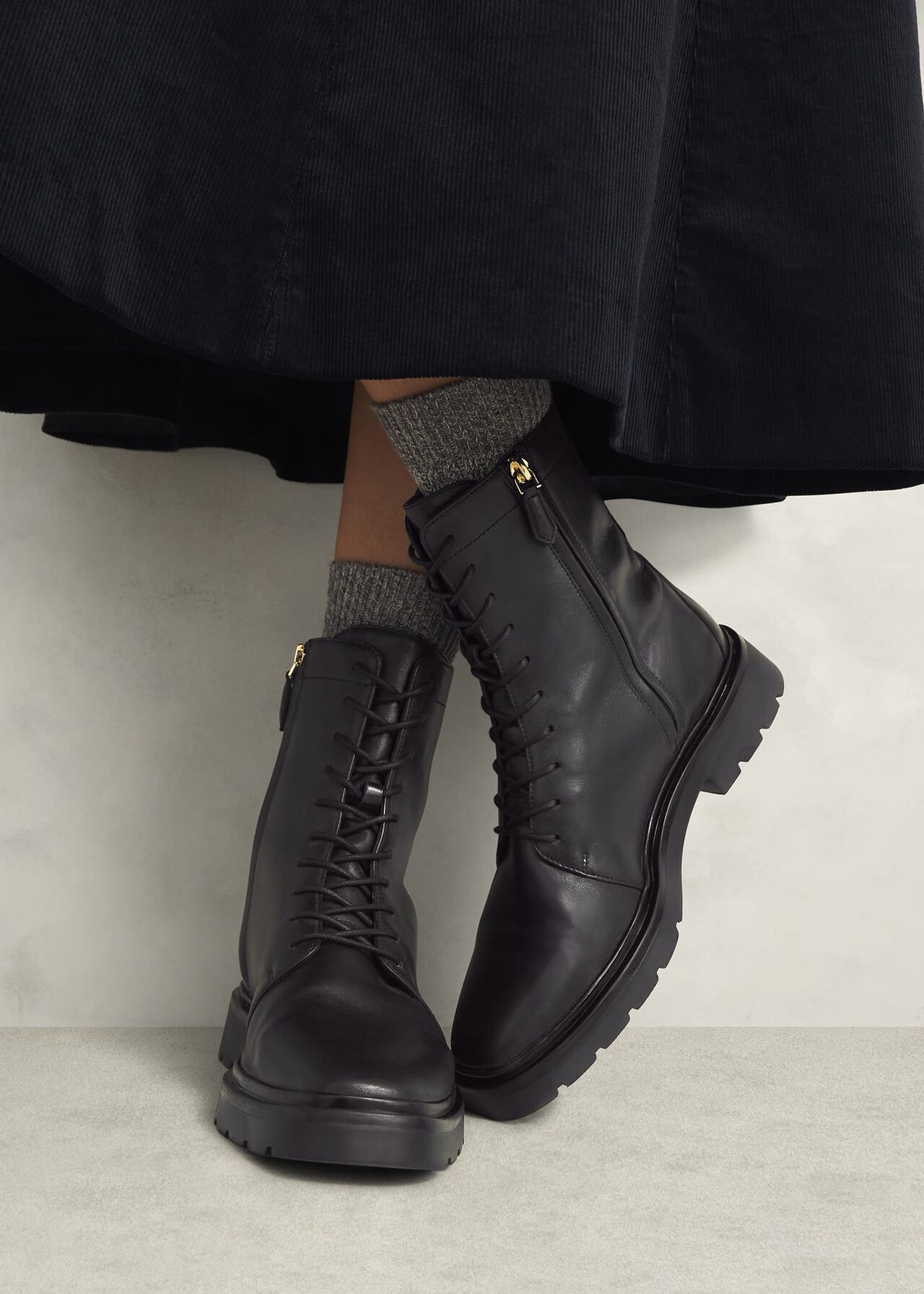 Farrah Lace-Up Boots, Black, hi-res