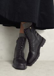 Farrah Lace-Up Boots, Black, hi-res