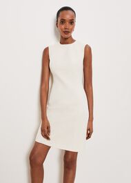 Clarence Tweed Dress, Cream, hi-res