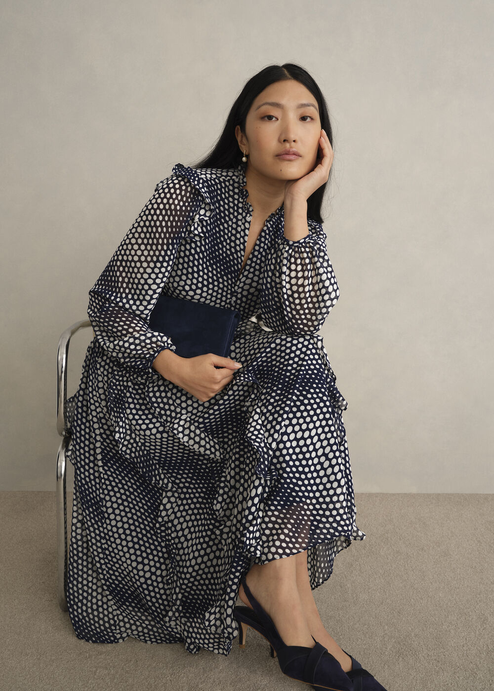 Miriam Dress, Midnight Cream, hi-res