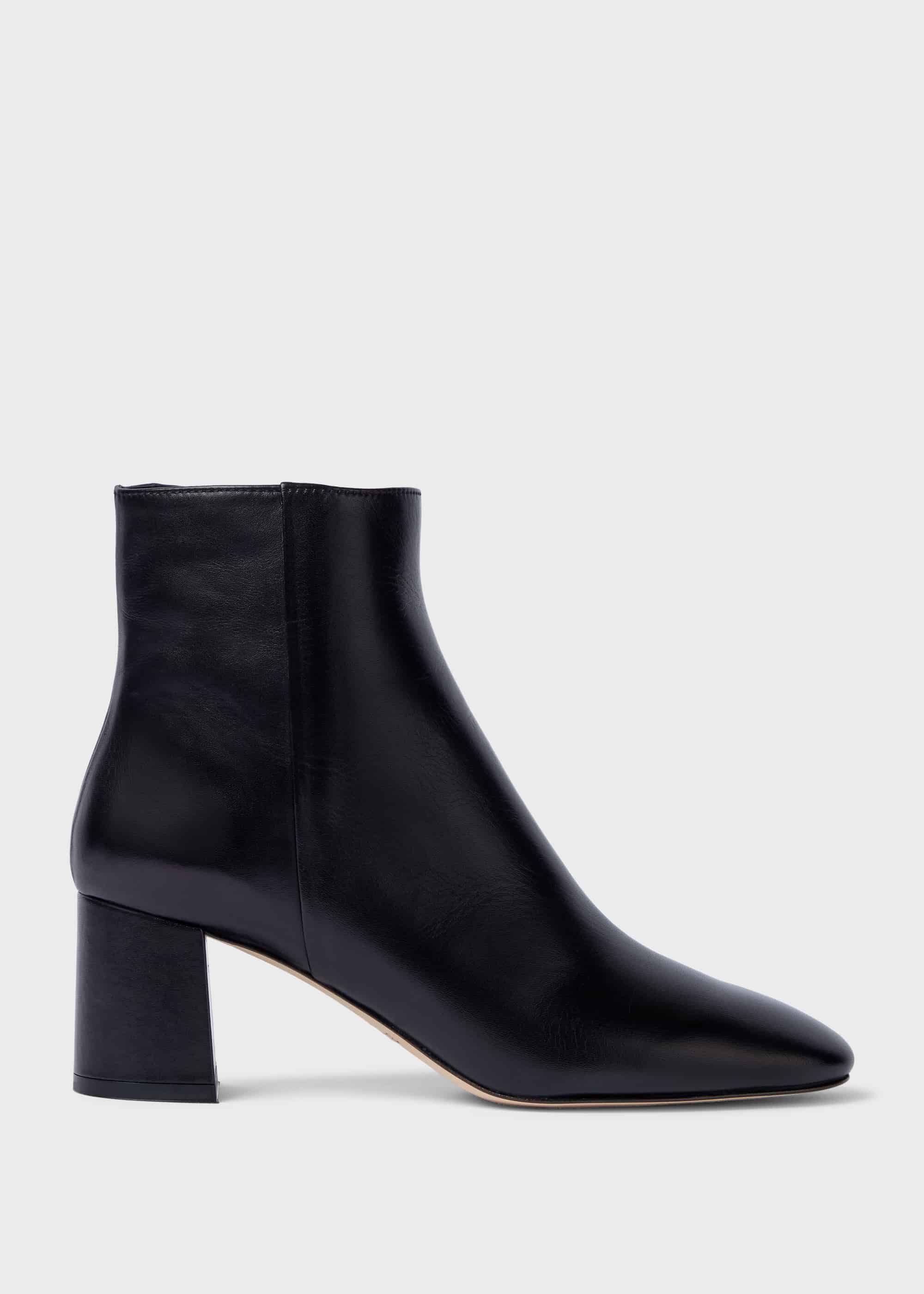black block heel ankle boots leather