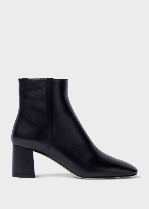 Imogen Leather Block Heel Ankle Boots