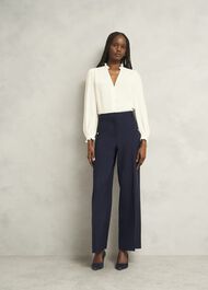 Alisa Wide Trousers, Navy Ivory, hi-res