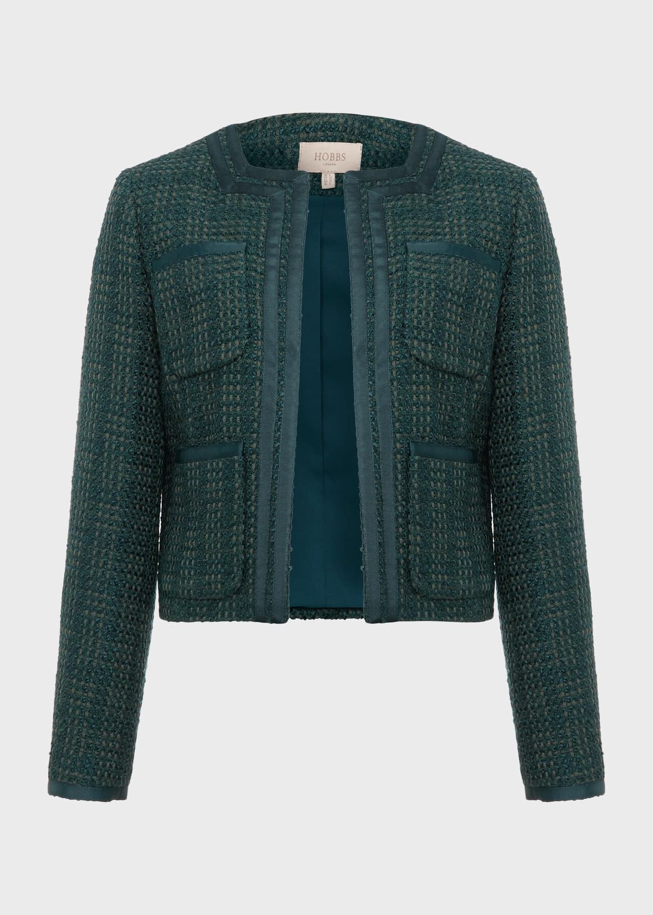 Estella Tweed Jacket, Deep Pine Green, hi-res
