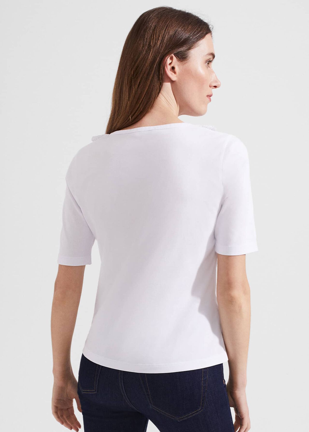 Demi Broderie Top, White, hi-res