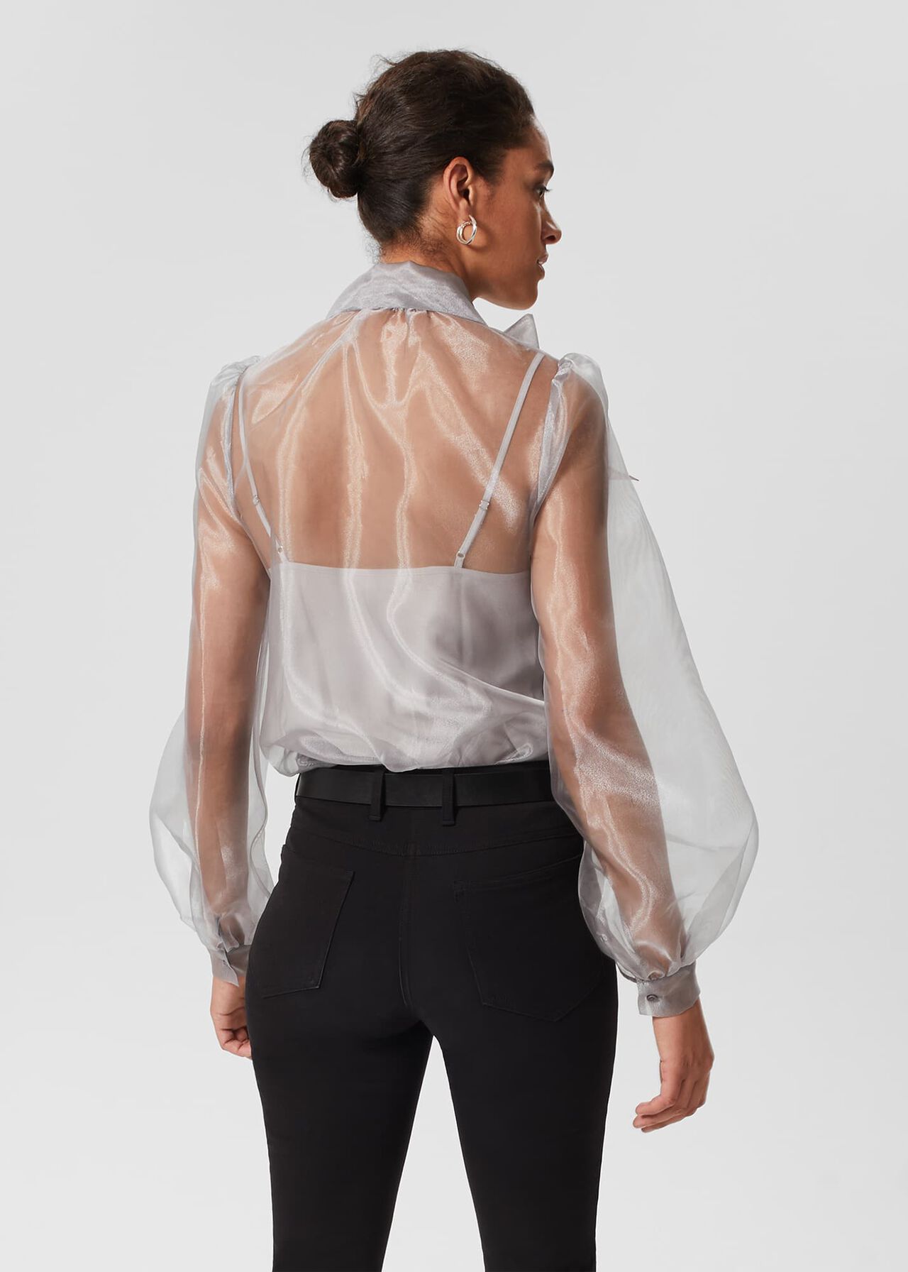 Jodie Organza Shirt, Silver, hi-res