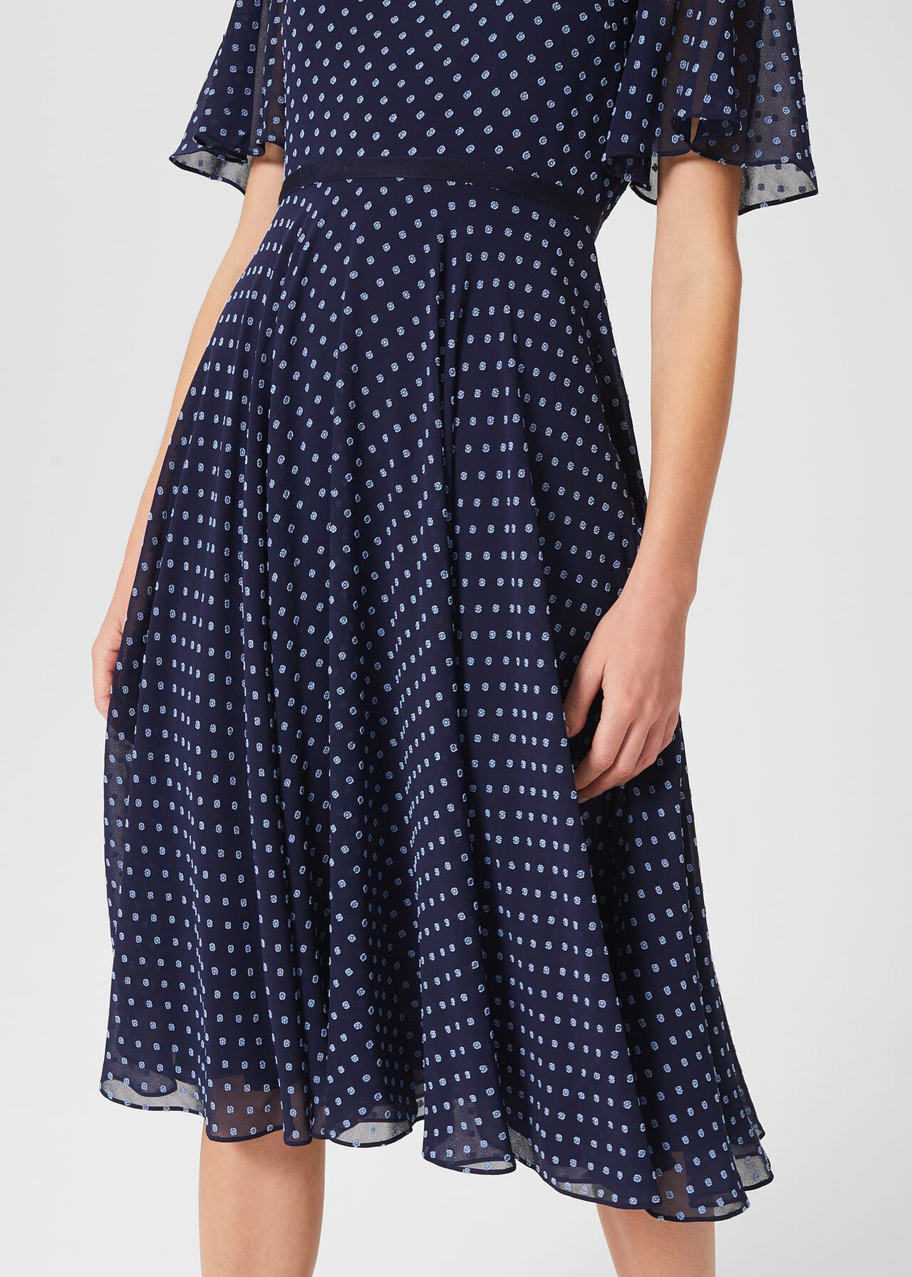 Eleanor Spot Fit And Flare Dress, Midnight Blue, hi-res