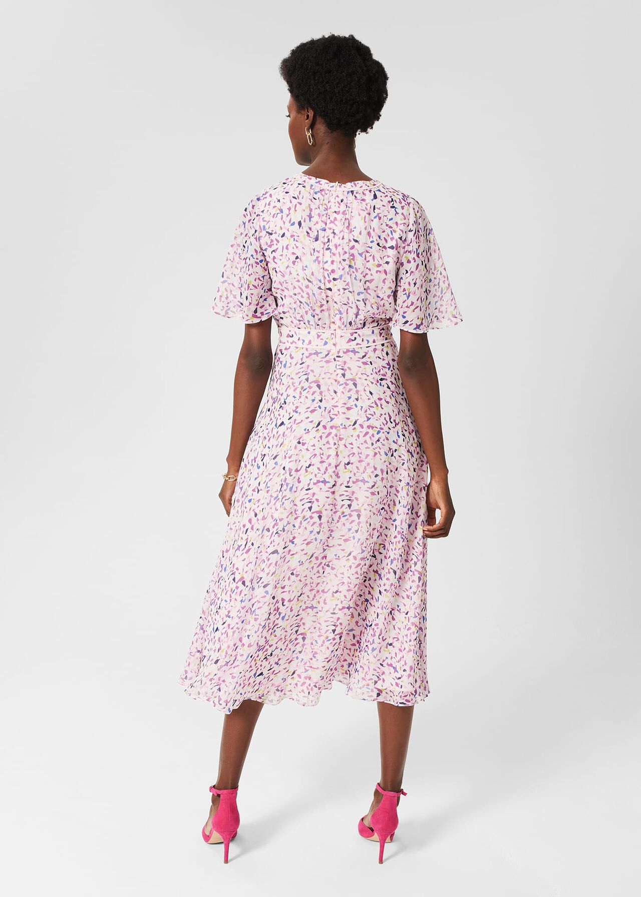 Petite Lisette Silk Dress, Pale Pink Multi, hi-res