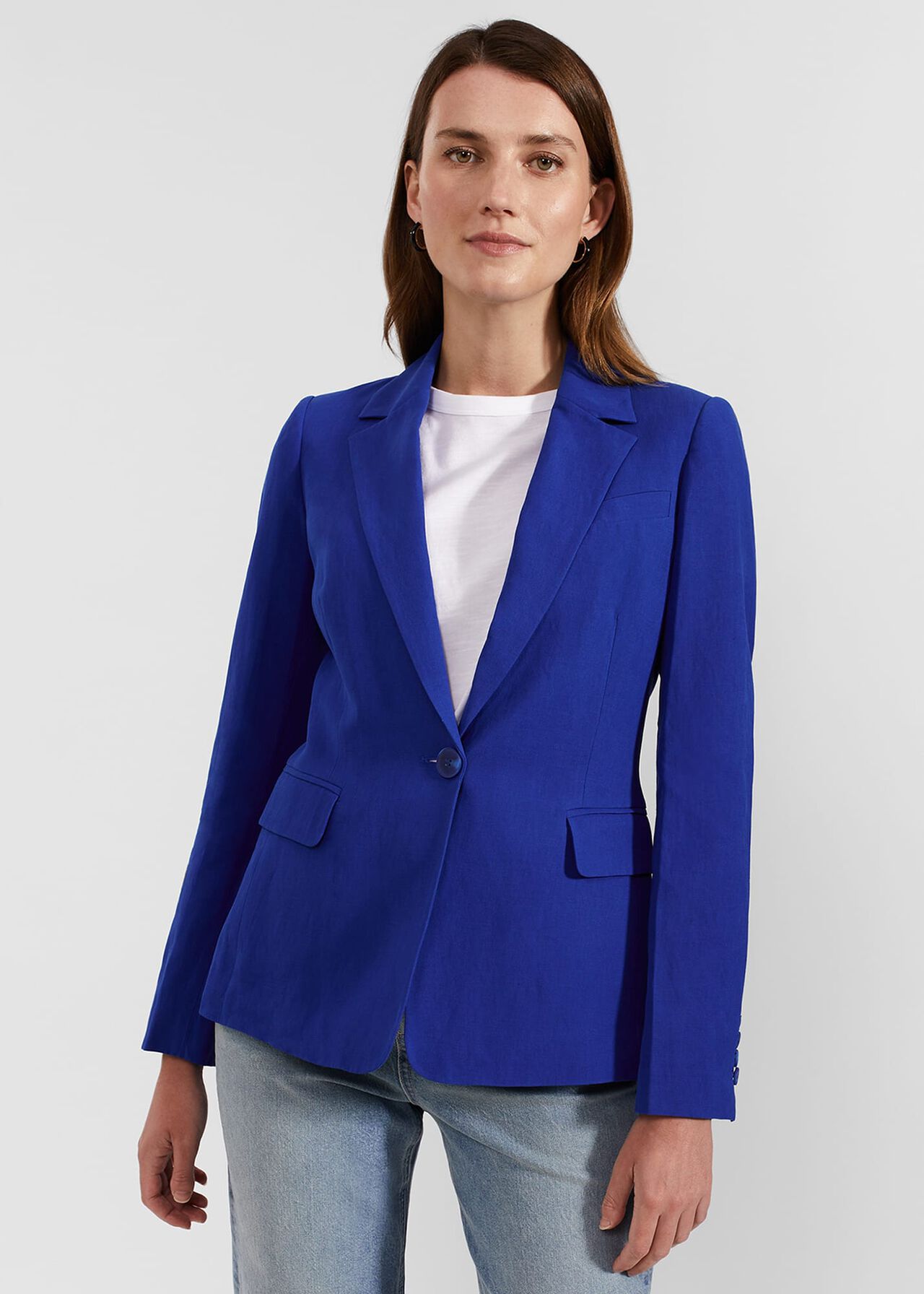 Fletcher Silk Linen Jacket, Lapis Blue, hi-res