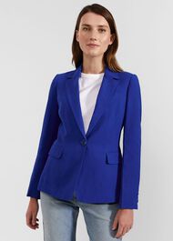 Fletcher Silk Linen Jacket, Lapis Blue, hi-res