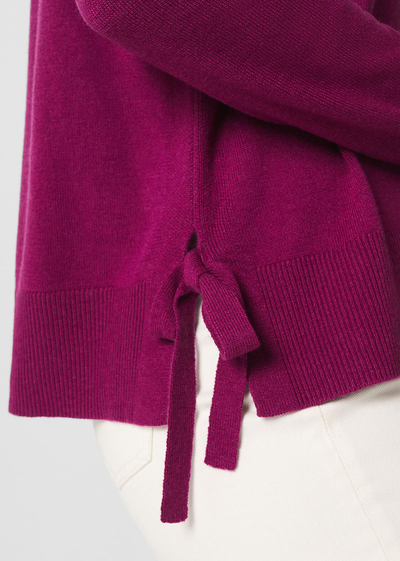 Marcia Tie Jumper With Cashmere, Bright Plum, hi-res