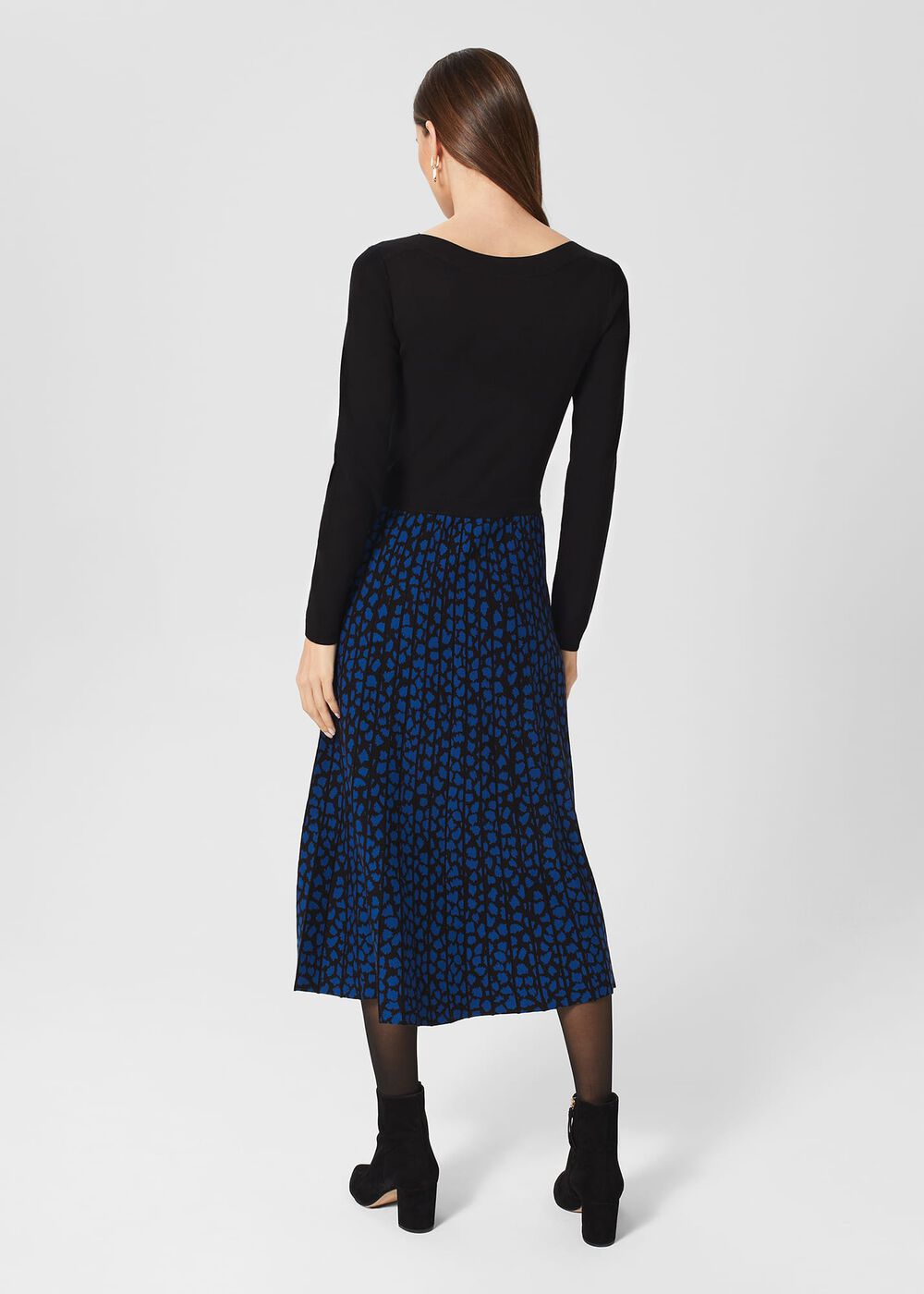 Elena Knitted Dress, Black Blue, hi-res