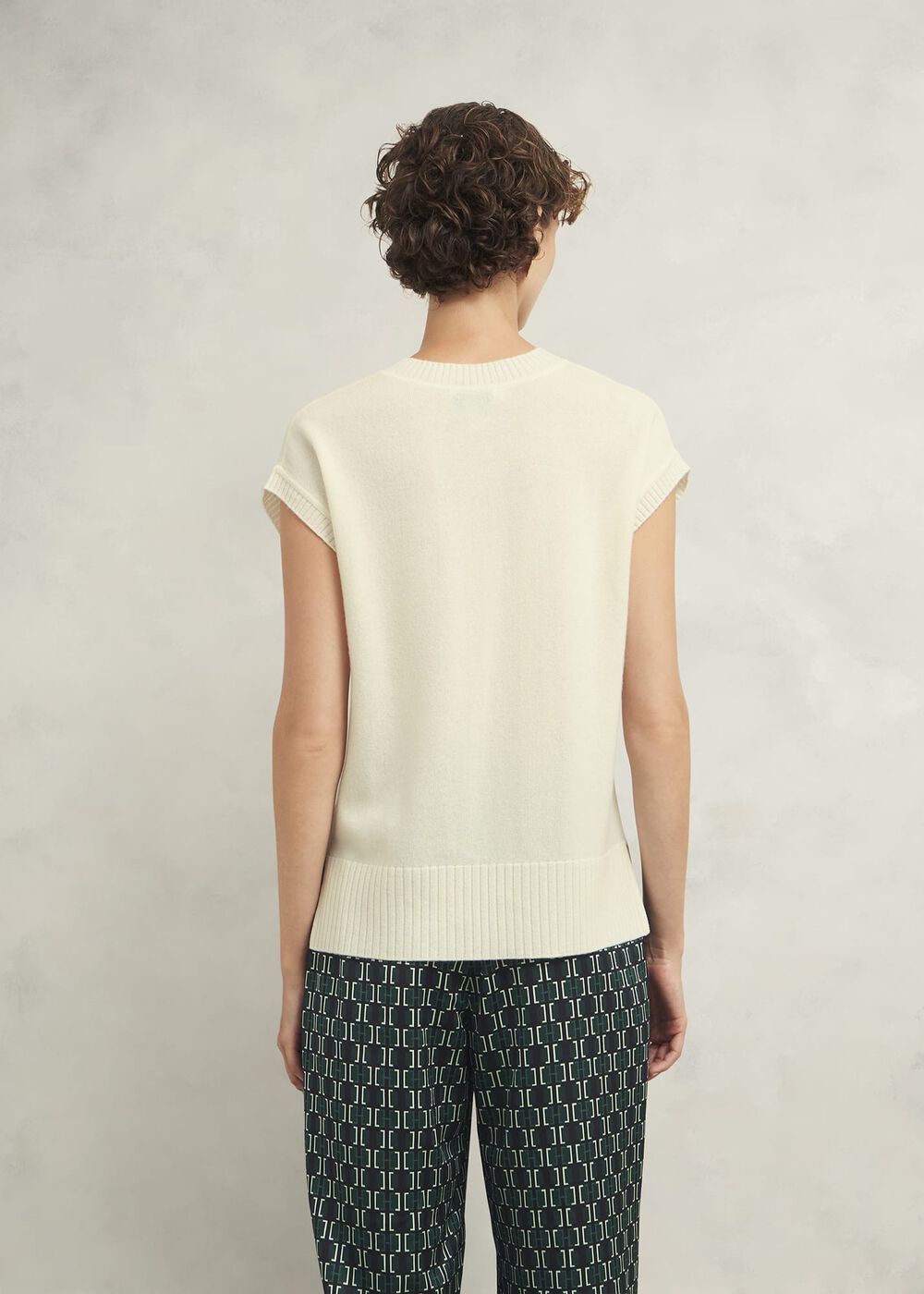 Brooksfirth Wool Cashmere Knitted Vest , Warm Ivory, hi-res