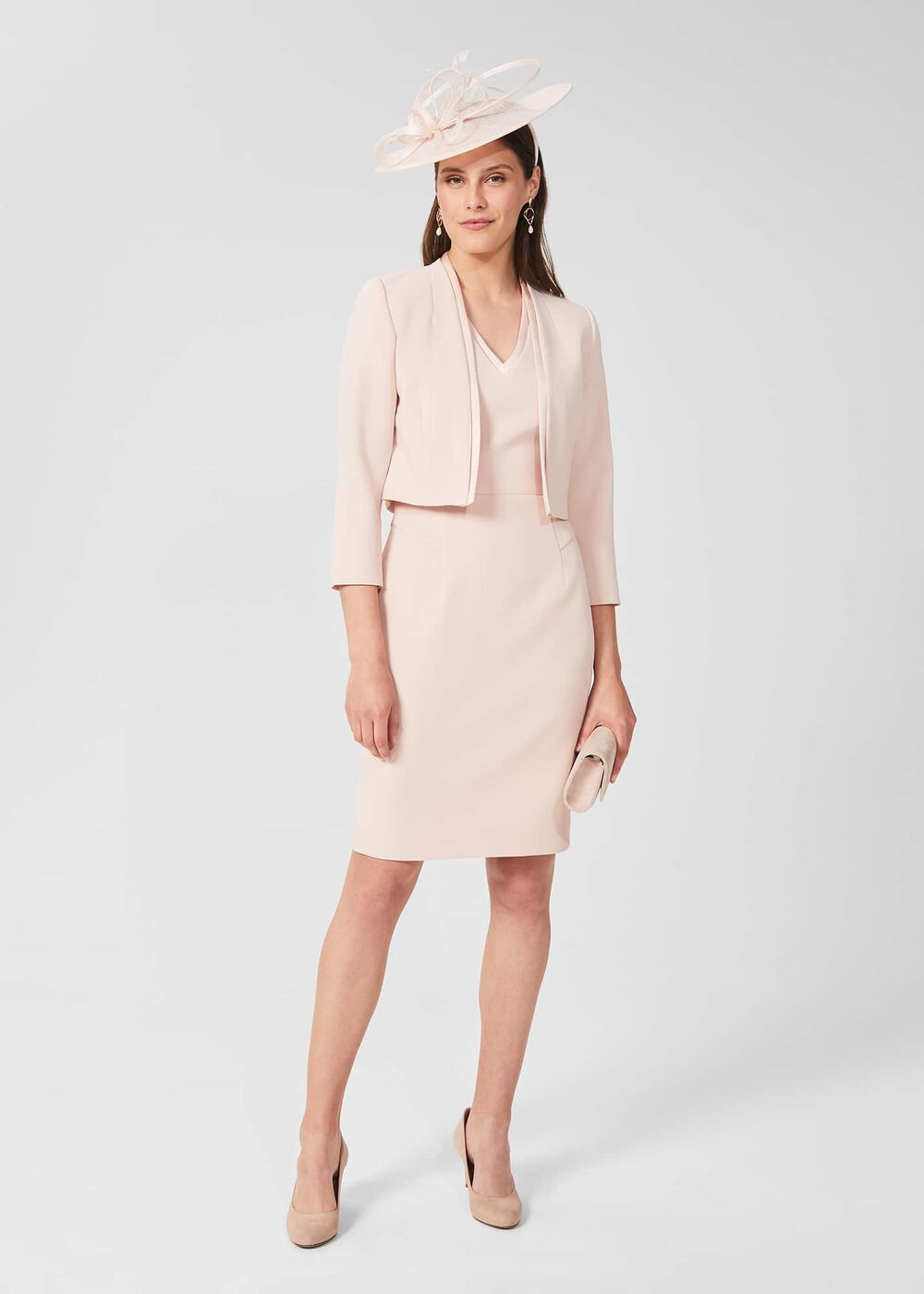 Frida V Neck Shift Dress, Pale Pink, hi-res