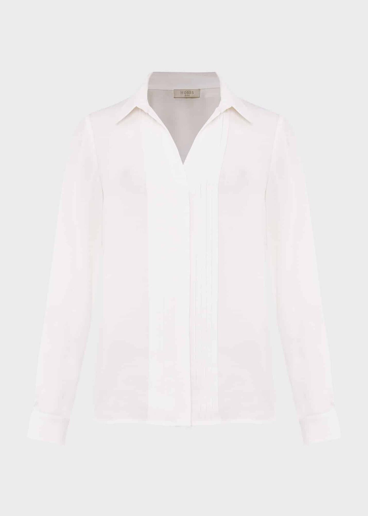 Elaine Pleat Shirt, Ivory, hi-res