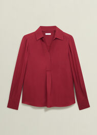 Marie Satin Blouse, Pomegranate Red, hi-res