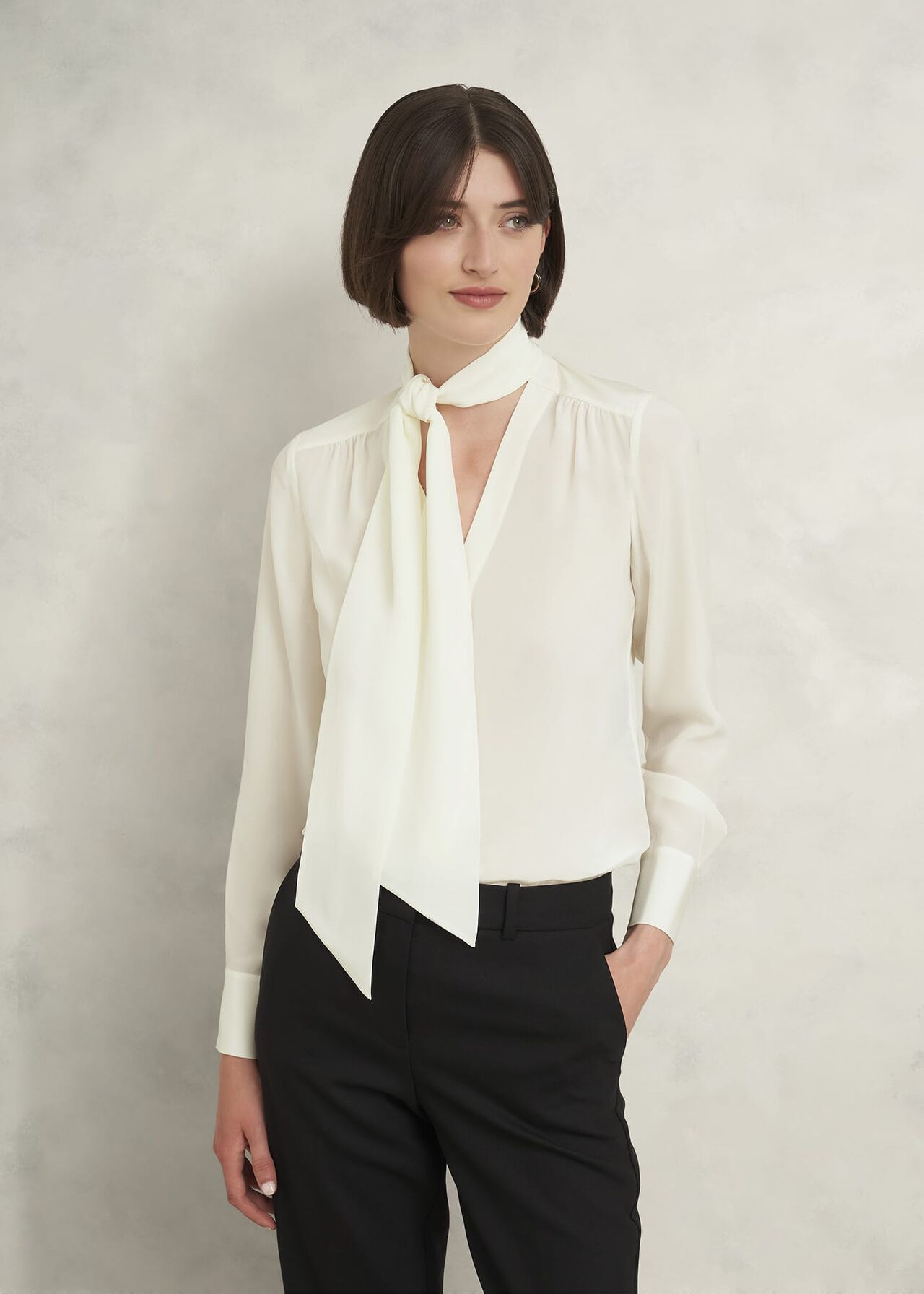 Mimi Silk Blouse, Ivory, hi-res