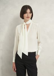 Mimi Silk Blouse, Ivory, hi-res
