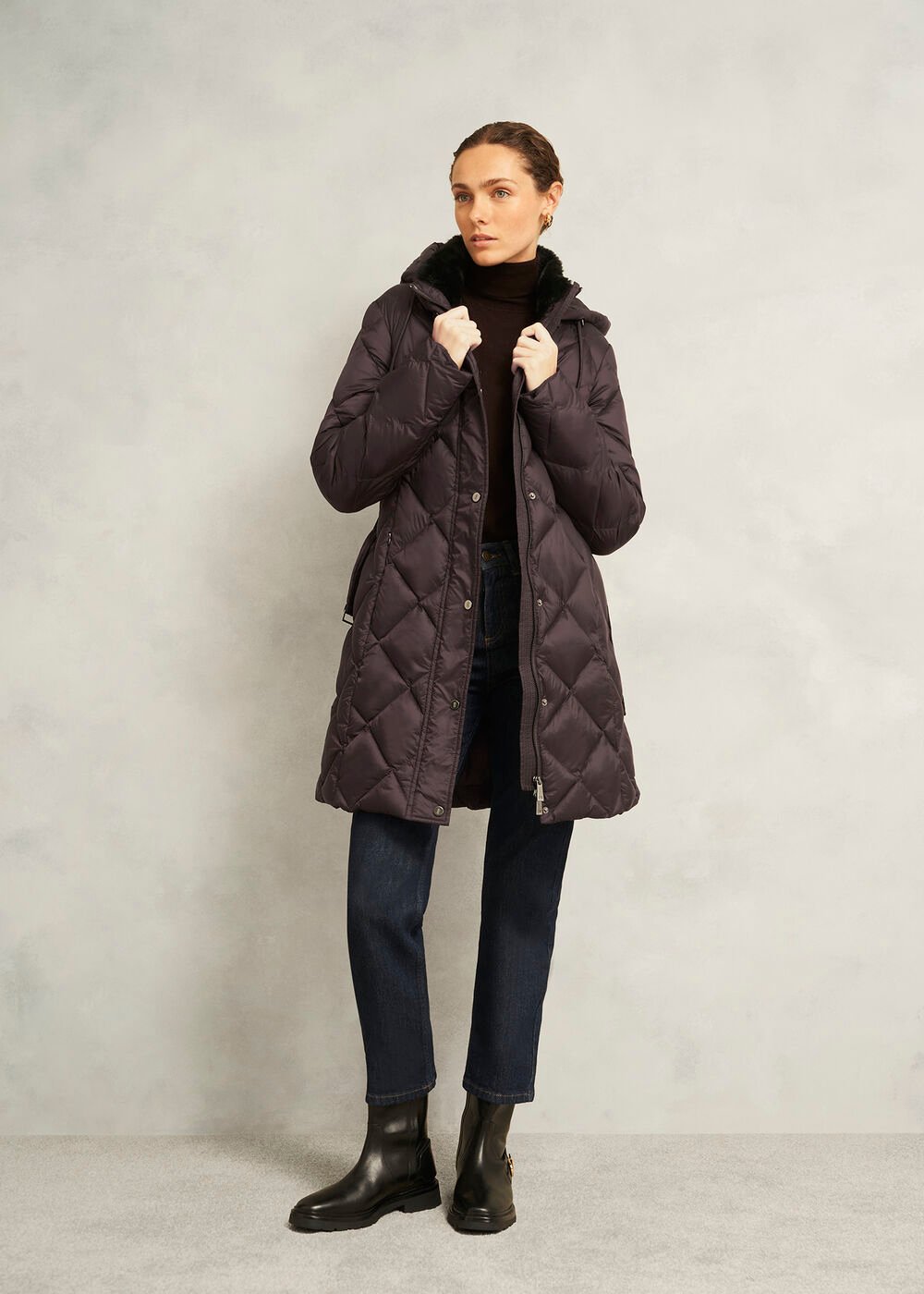 Petite Lumi Puffer Coat, Deep Brown, hi-res