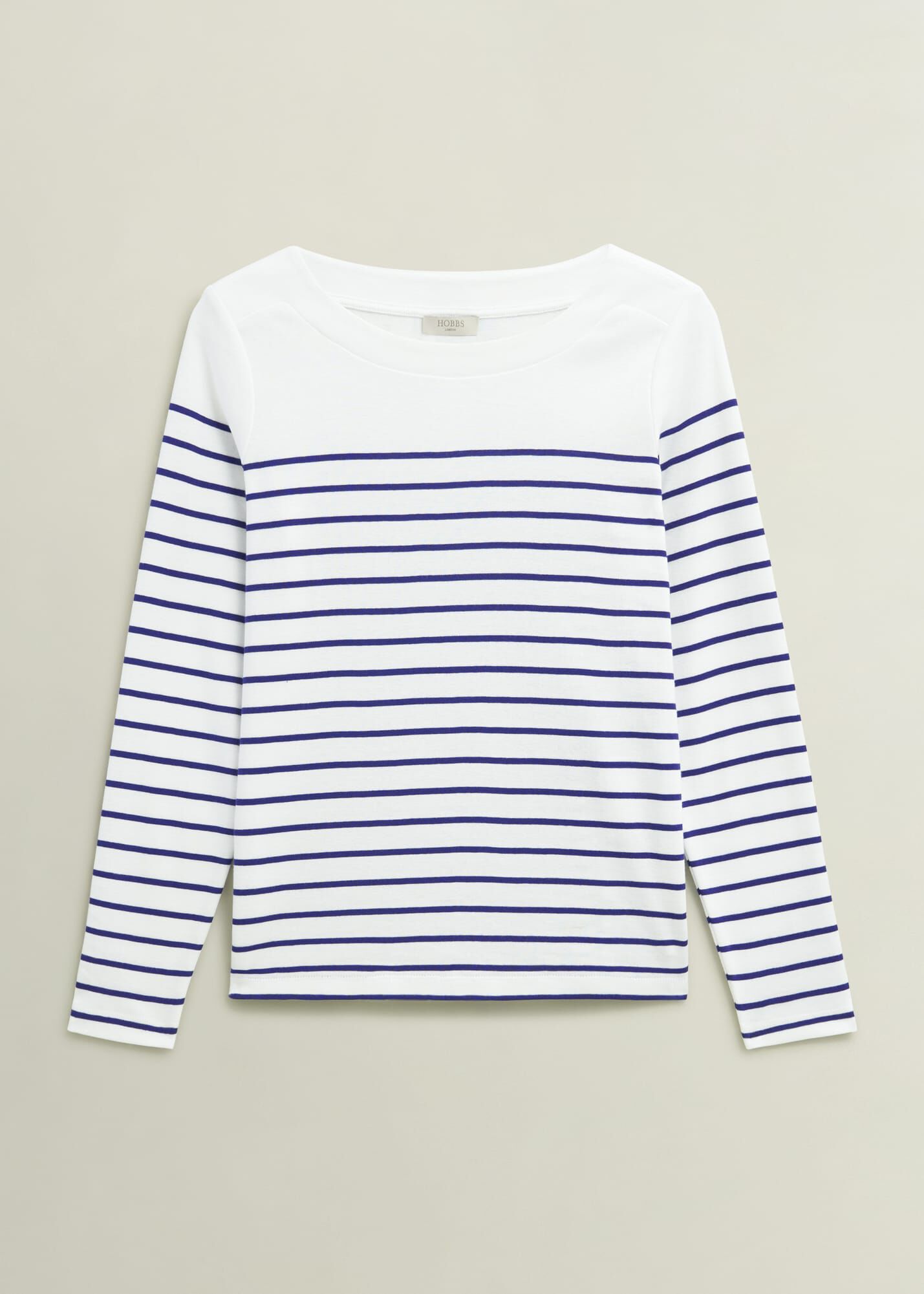 ホブズ HOBBS AVIA STRIPED T-SHIRT （WHITE NAVY） Avia Cotton Slub Striped T-Shirt | Hobbs US |