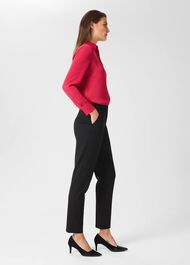 Gael Twill Tapered Trousers, Black, hi-res