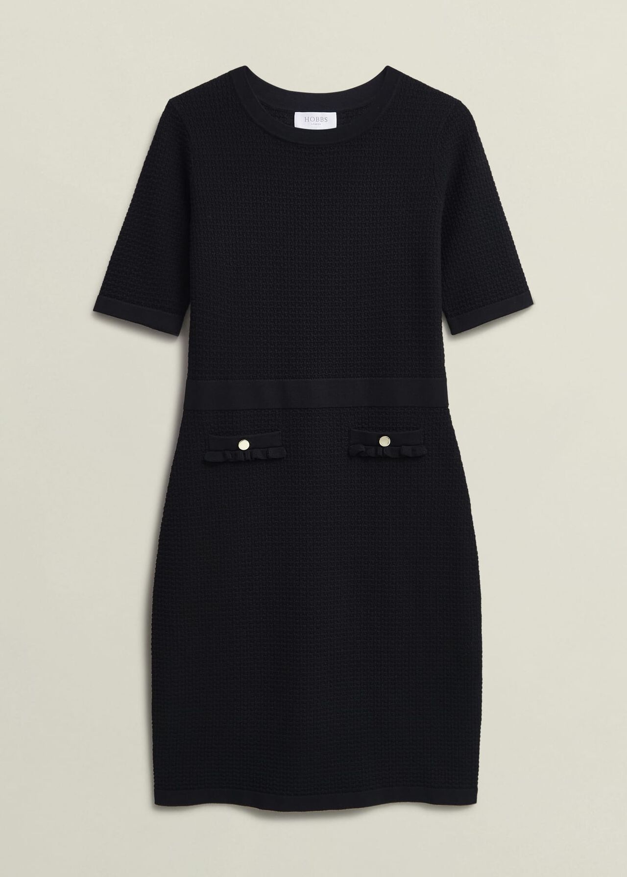Petra Knitted Dress, Hobbs Black, hi-res
