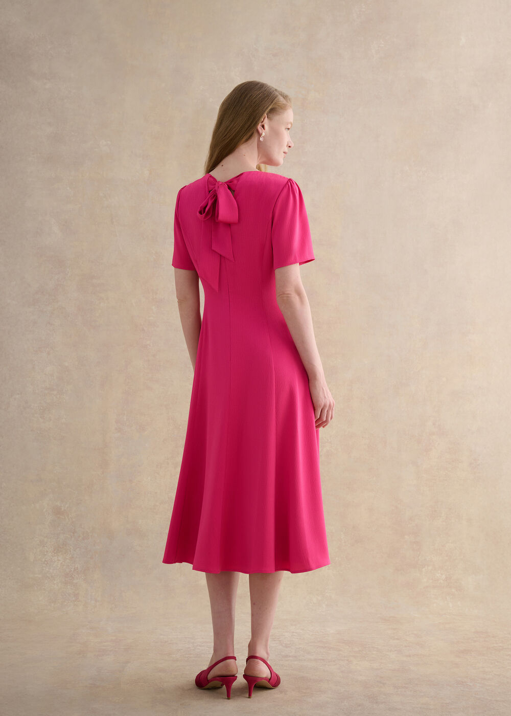 Camille Textured Satin Dress, Bright Pink, hi-res