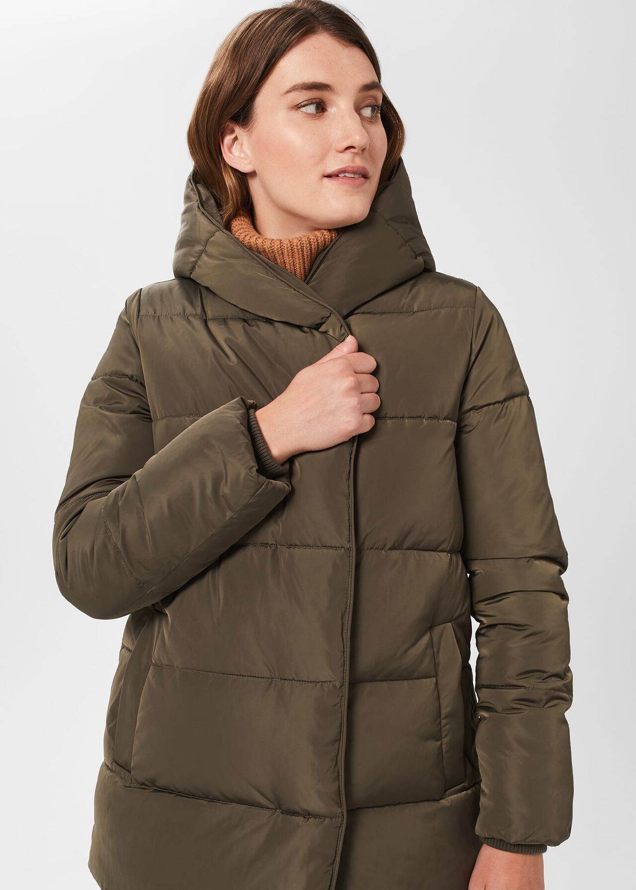 Darla Short Puffer Jacket , Dark Olive, hi-res