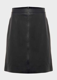 Annalise A Line Leather Skirt, Black, hi-res