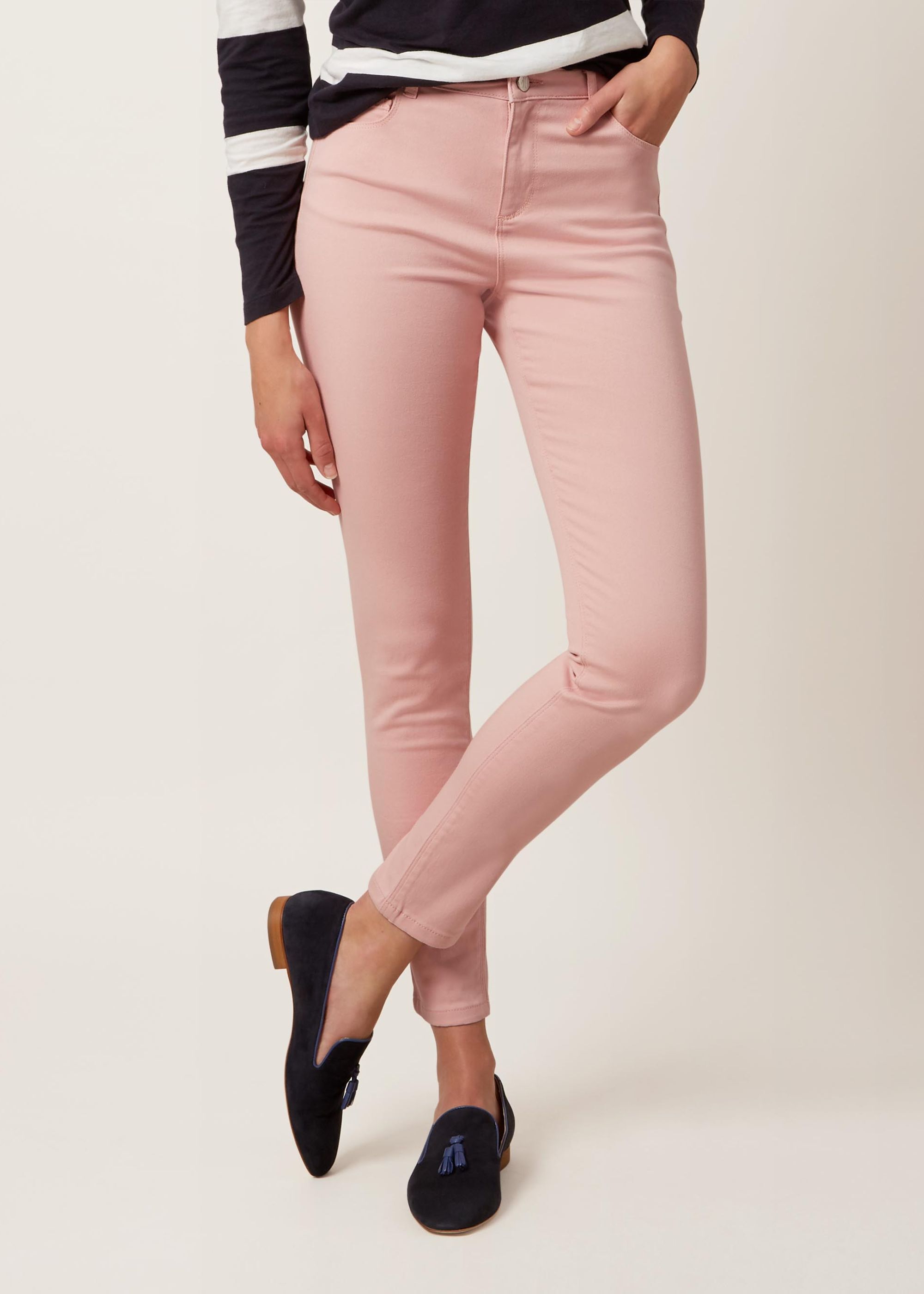 pale pink skinny jeans