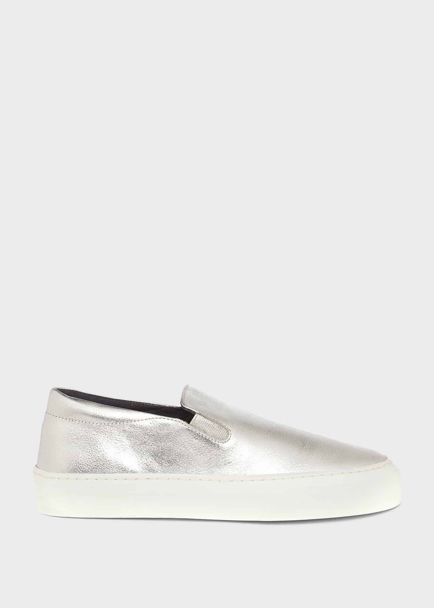 silver slip on trainers