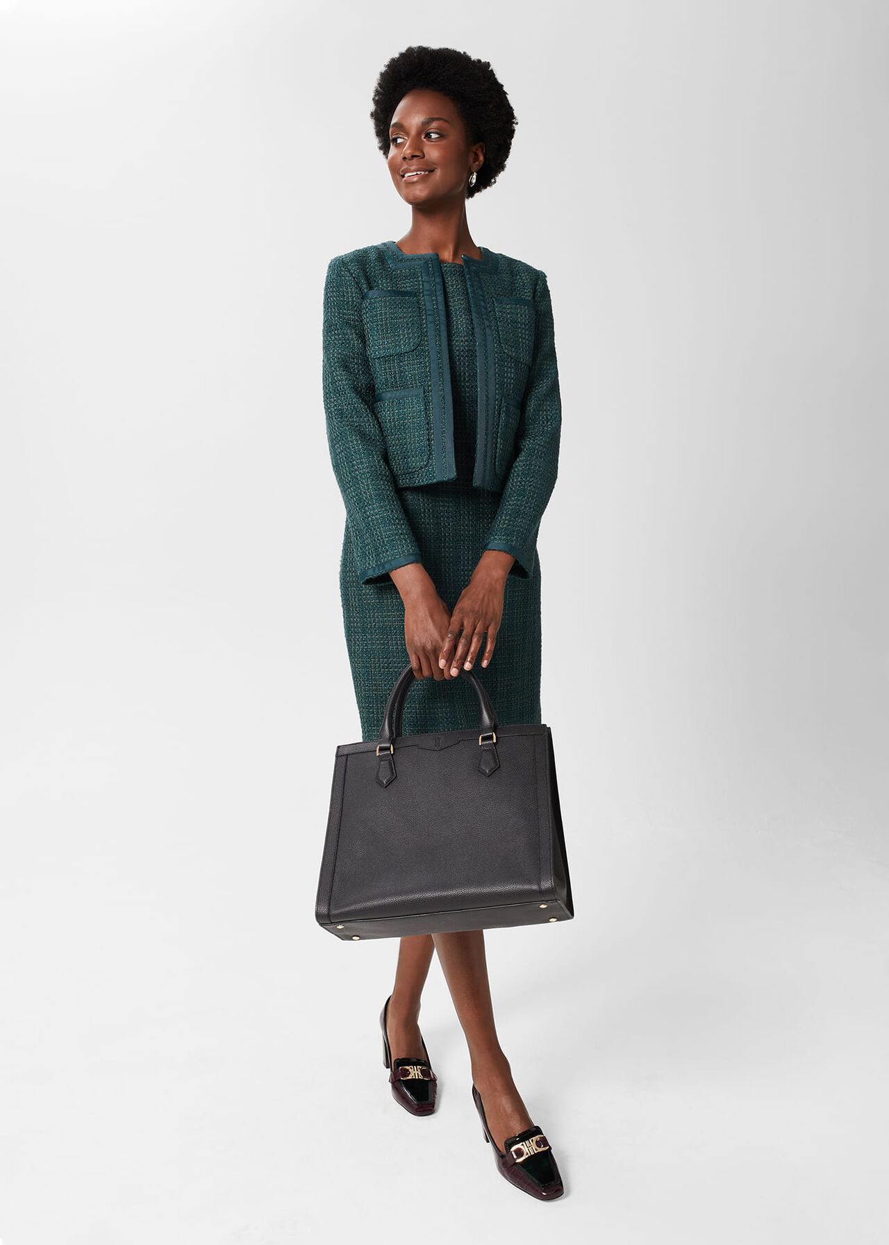 Estella Tweed Jacket, Deep Pine Green, hi-res