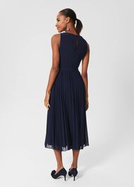 Blythe Pleated Midi Dress, Midnight Navy, hi-res