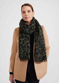 Taylor Animal Print Scarf, Hawthorn Green, hi-res