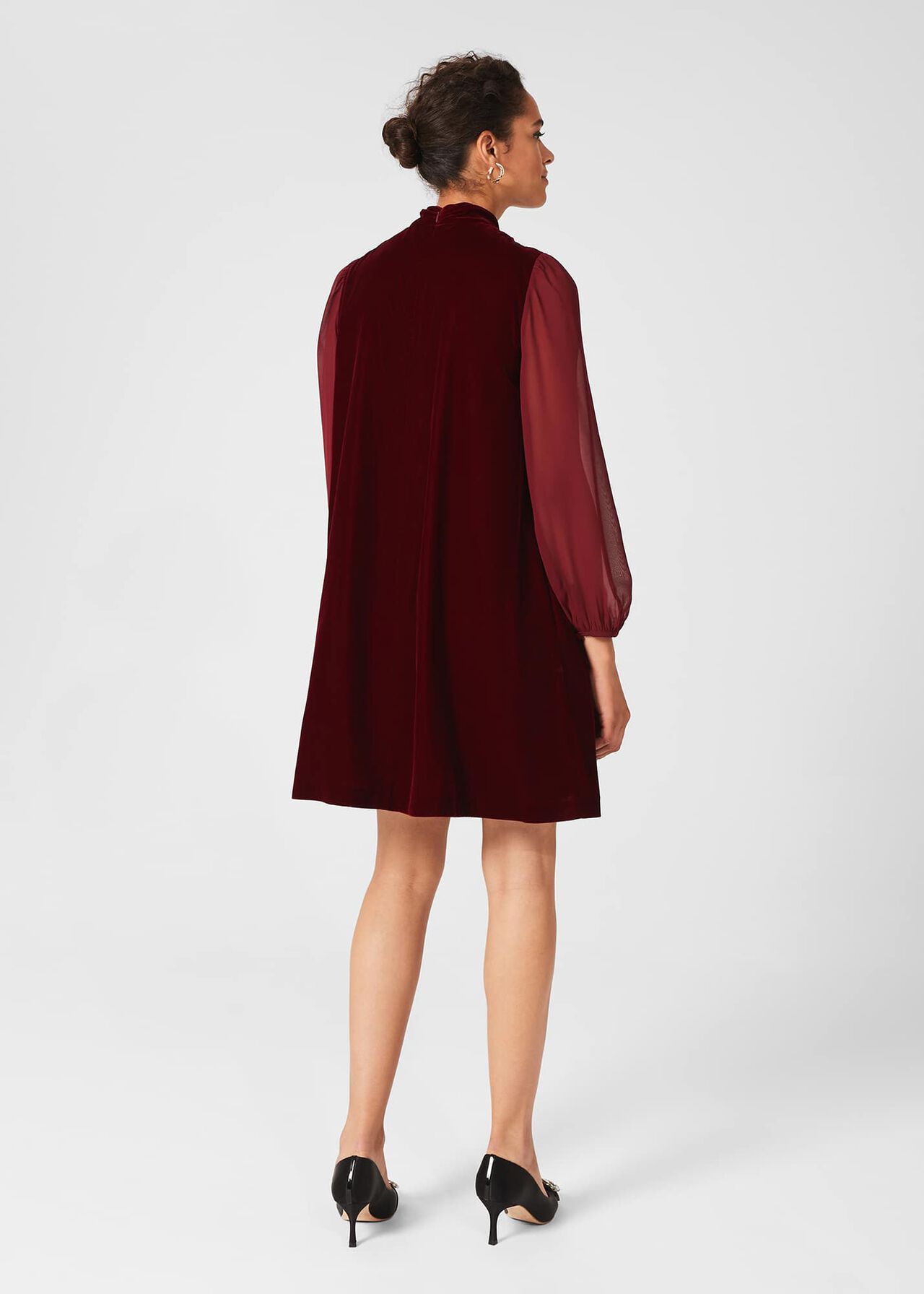 Faye Velvet A Line Dress, Deep Red, hi-res