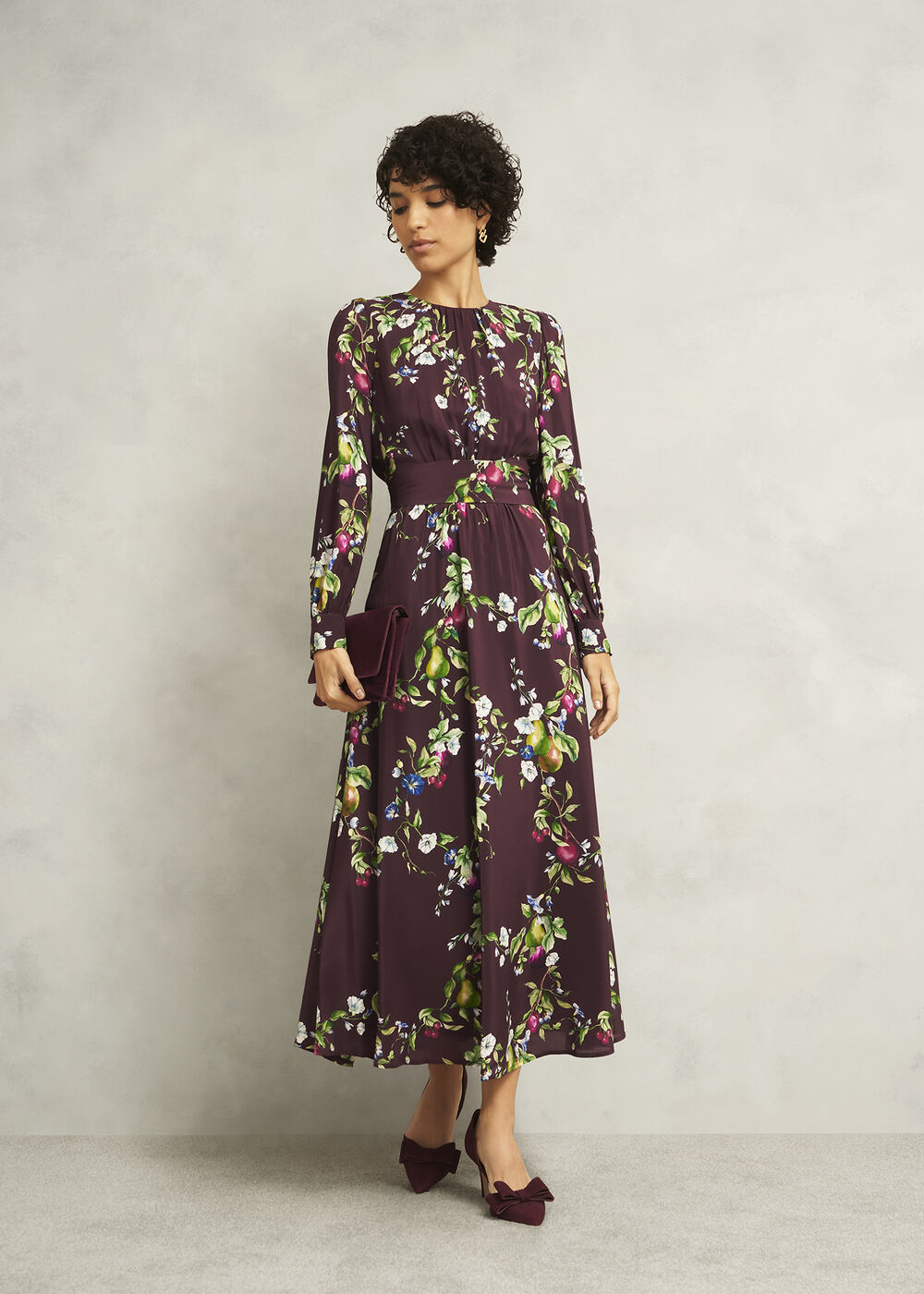 Iford Silk Dress, Onyx Red Multi, hi-res