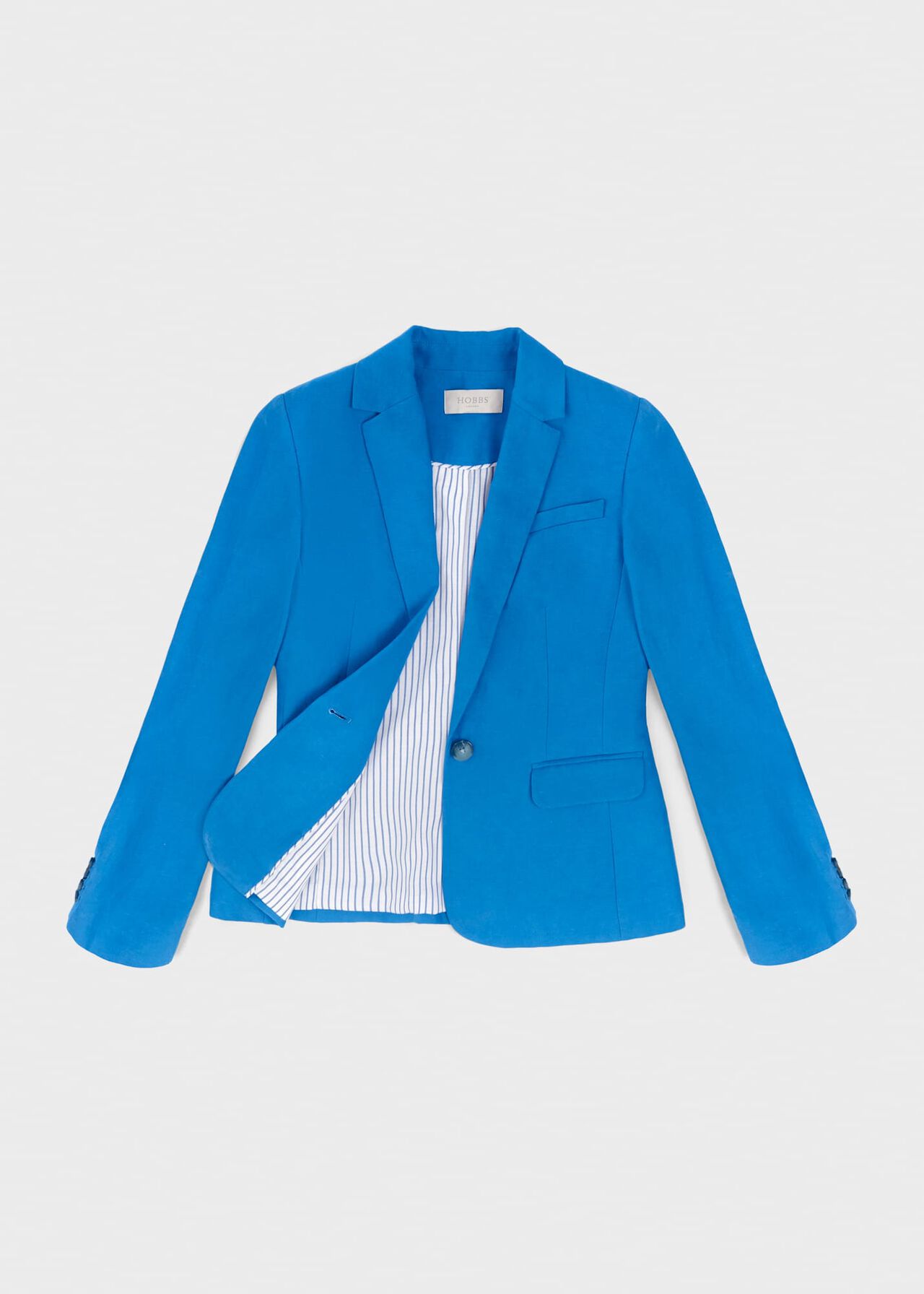 Blake Silk Linen Jacket , Azure Blue, hi-res