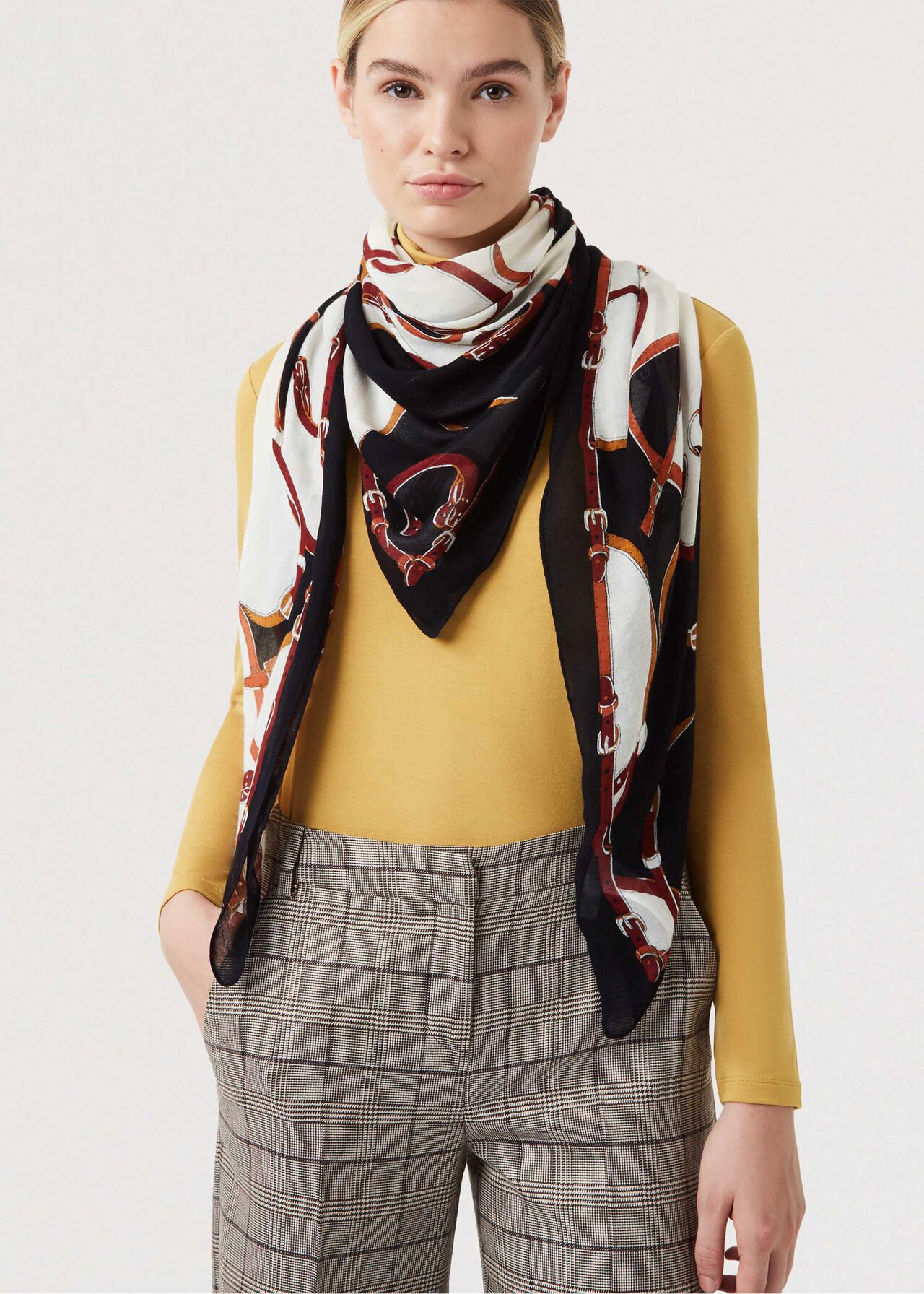 Belt Scarf, Navy Ivory, hi-res