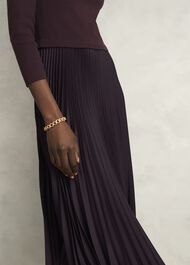 Lucinda Knitted Pleated Midi Dress, Malbec Purple, hi-res
