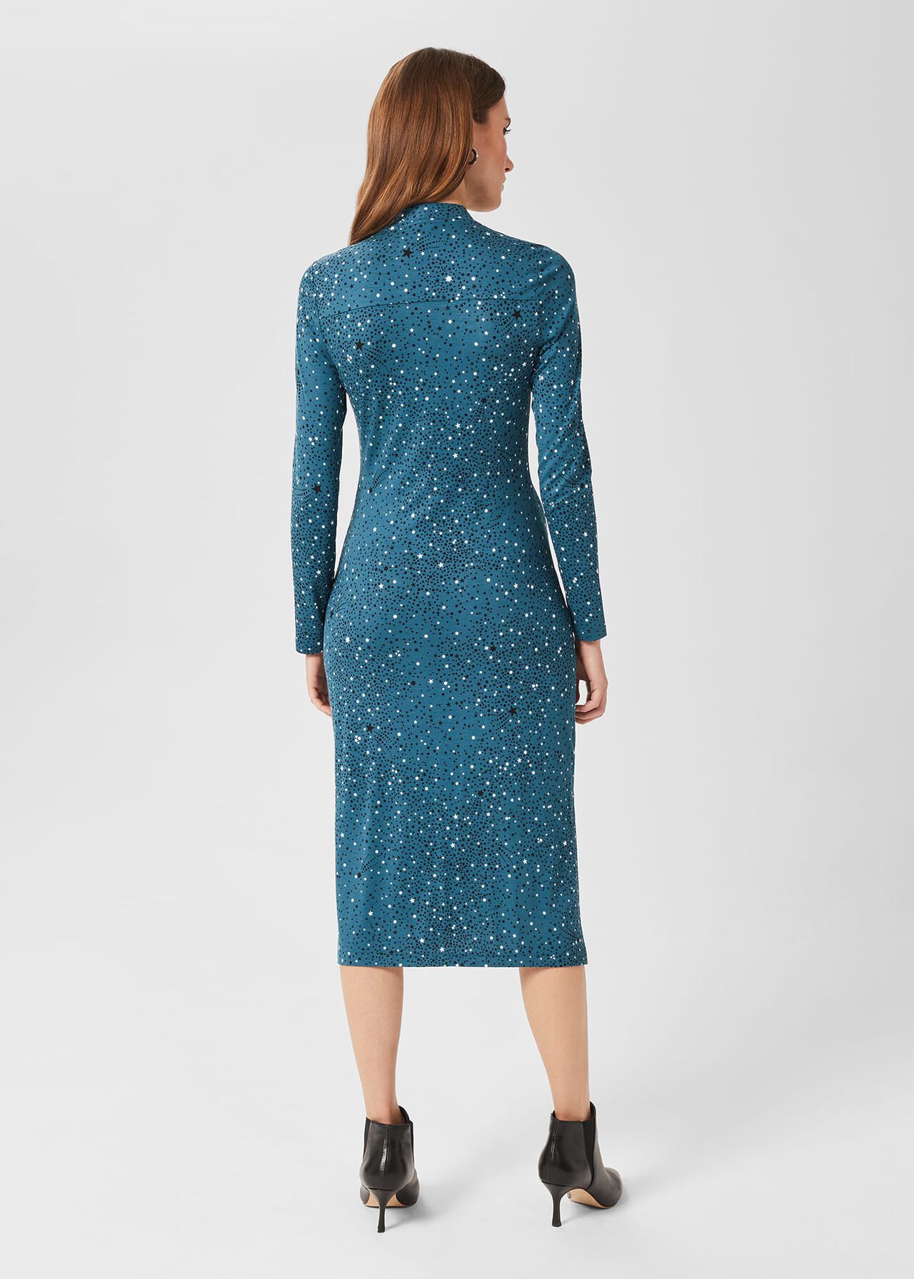 Hatty Jersey Dress, Dk Blue Ivory, hi-res