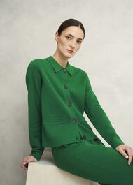 Mia Cotton Wool Knitted Jacket , Verdant Green, hi-res