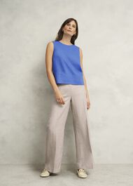 Malindi Linen Top, French Blue, hi-res
