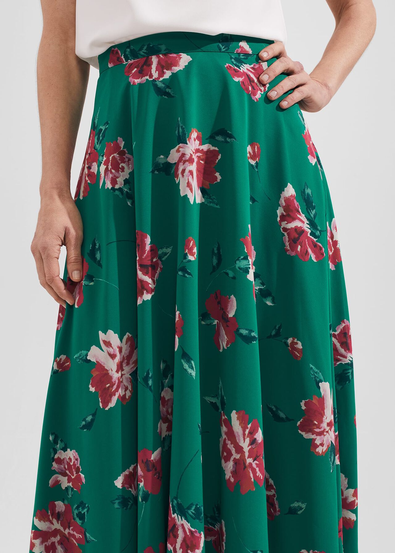 Carly Floral A Line Skirt, Green Multi, hi-res