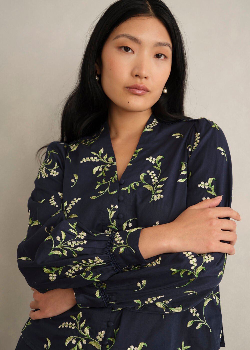 Annie Floral Embroidered Top, Midnight Multi, hi-res