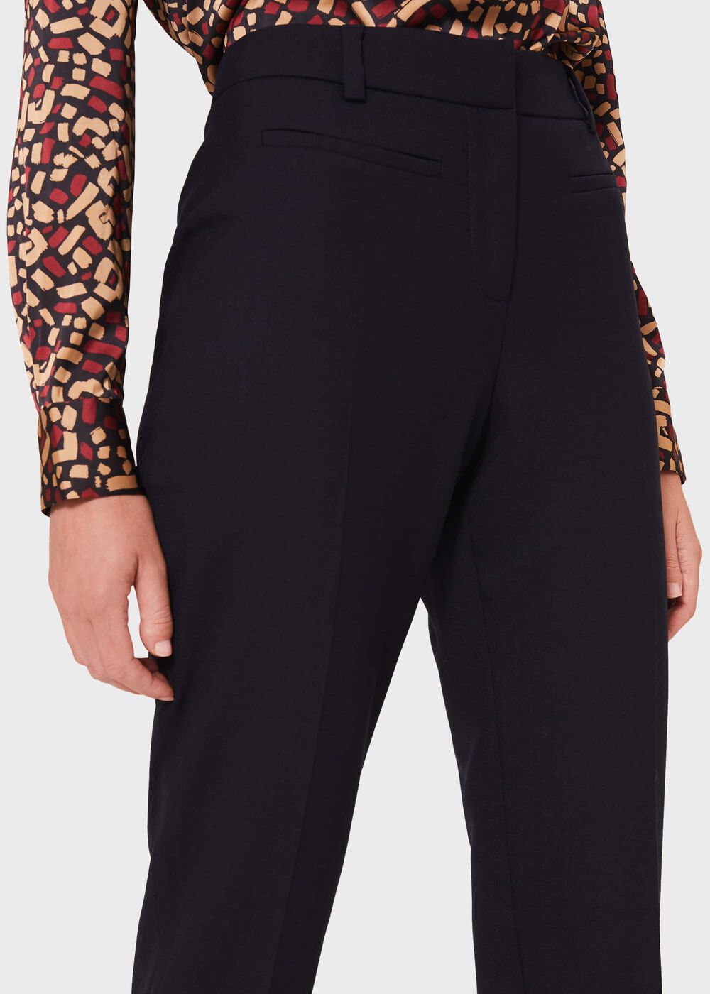 Petite Laurel Wool Blend Tapered trousers With Stretch, Navy, hi-res