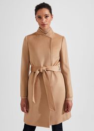 Ada Wool Wrap Coat, Camel, hi-res