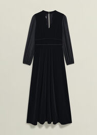 Marissa Velvet Dress, Black, hi-res