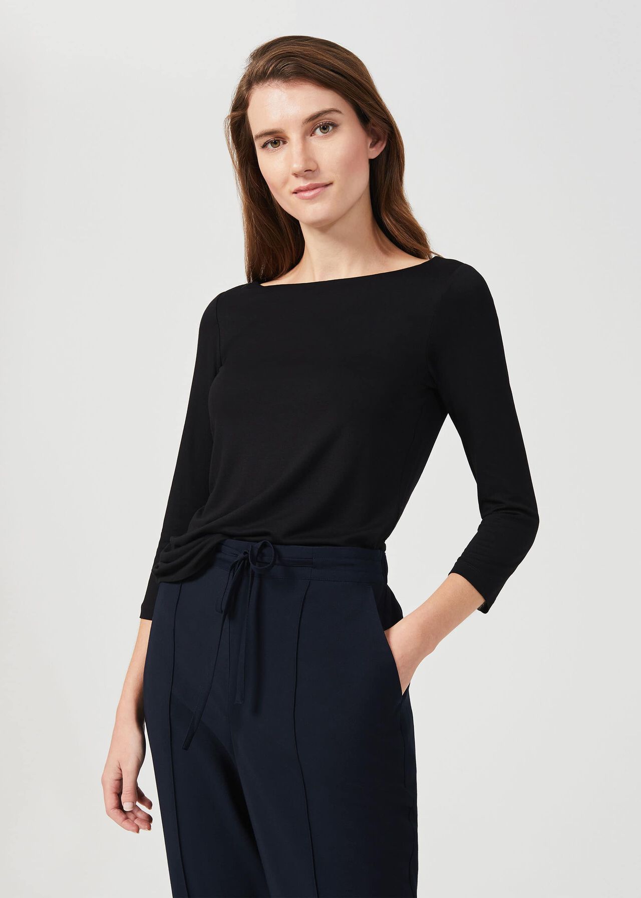 Sonya Double Fronted Top, Black, hi-res